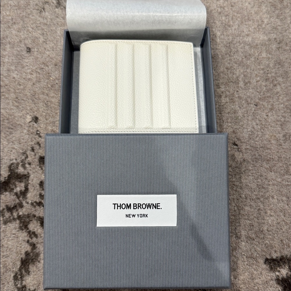 Thom Browne White caviar leather wallet